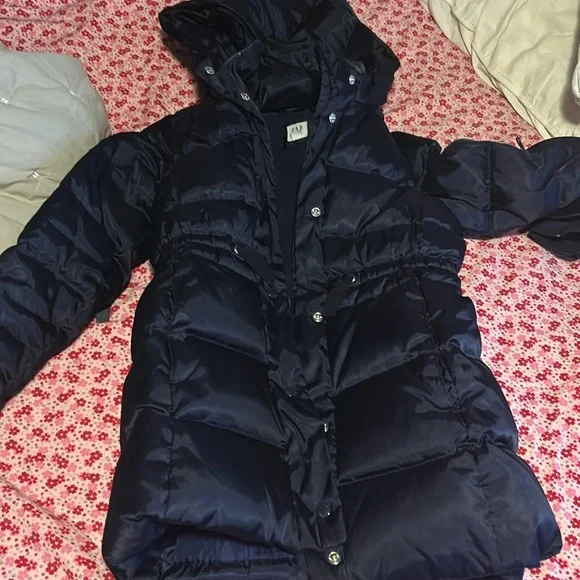 Navy Girls Gap Kids Puffer Parka - Large - Picture 1 of 5